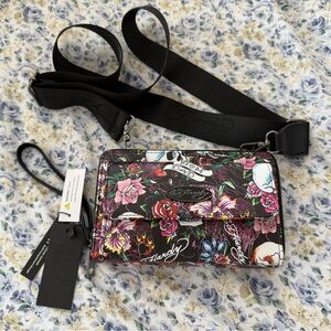 Ed Hardy Floral Tattoo Crossbody Bag